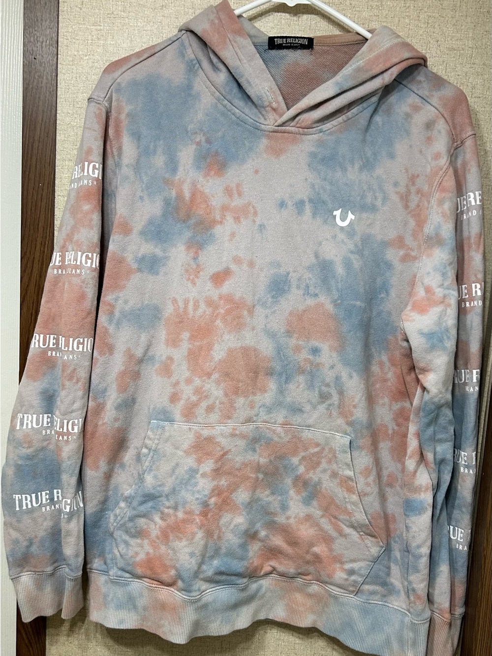 True Religion Tie-Dye Hoodie in Blue & Rust